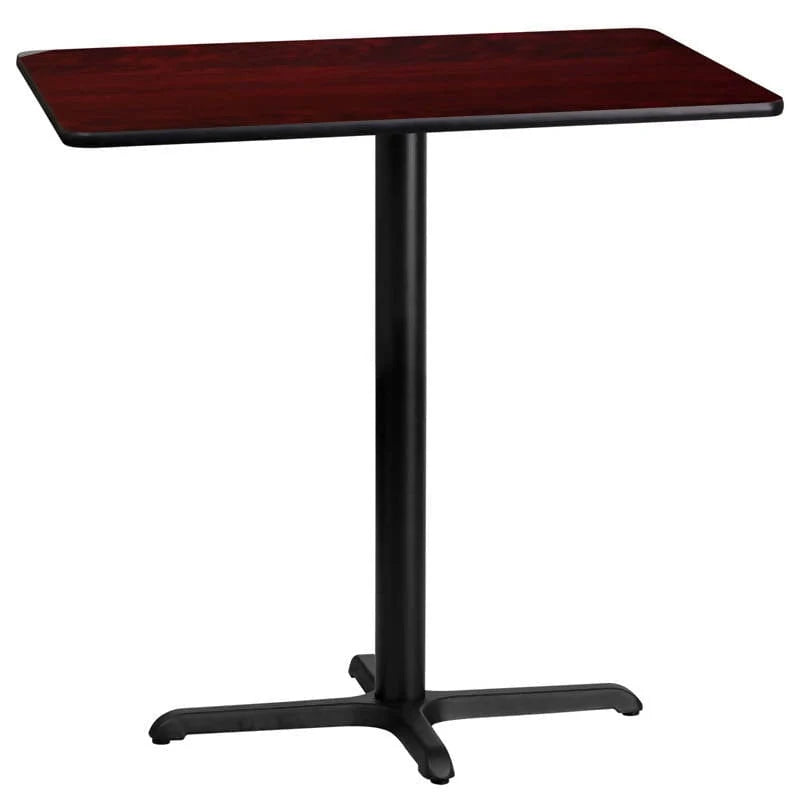 24'' x 42'' Rectangular Black Laminate Table Top with 23.5'' x 29.5'' Bar Height Table Base [XU-BLKTB-2442-T2230B-GG] Fl Furniture