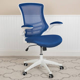 Mid-Back Mesh Swivel Ergonomic Task Office Chair with White Frame and Flip-Up Arms - BL-X-5M-WH-BK-GG / BL-X-5M-WH-BLUE-GG / BL-X-5M-WH-GY-GG / BL-X-5M-WH-TAN-GG / BL-X-5M-WH-WH-GG ADRIAN'S ELECTRONICS