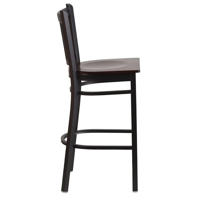 HERCULES Series Black Vertical Back Metal Restaurant Barstool - Cherry Wood Seat [XU-DG-6R6B-VRT-BAR-CHYW-GG] Pie's Variety Store