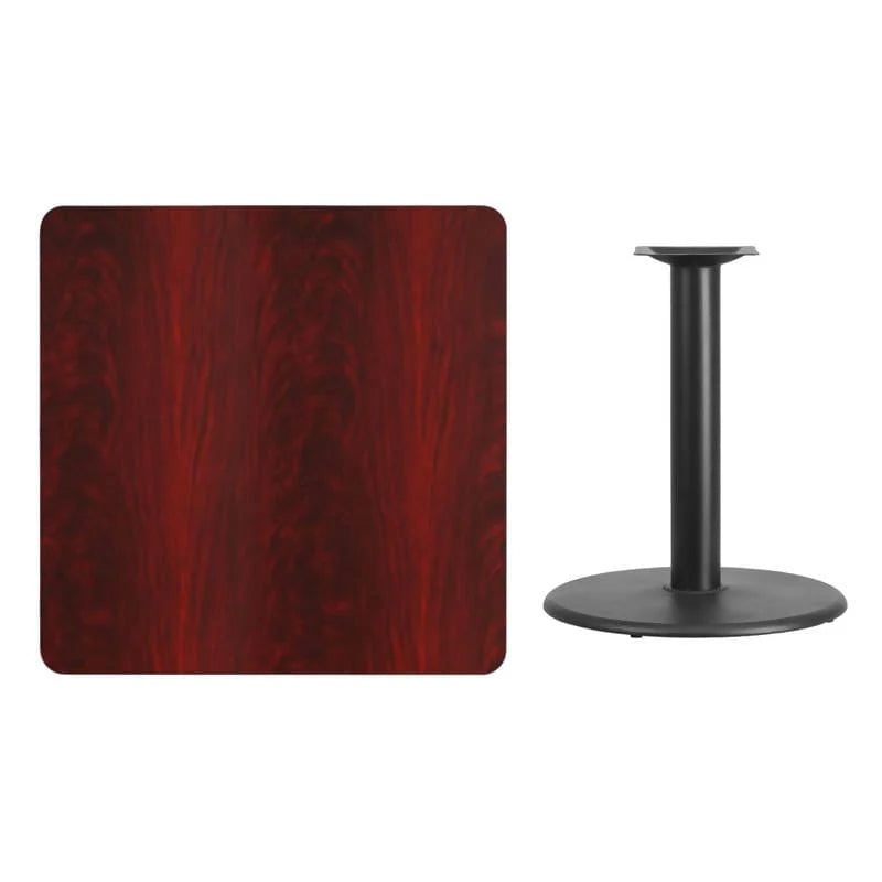 36'' Square Black Laminate Table Top with 24'' Round Table Height Base [XU-BLKTB-3636-TR24-GG] Pie's Variety Store