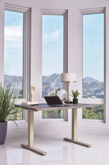 Myers Adjustable Height Standing Desk Weathered Pine And Antique Ivory - 805480 coastmega