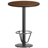 30'' Round Black Laminate Table Top with 18'' Round Bar Height Table Base and Foot Ring [XU-RD-30-BLKTB-TR18B-3CFR-GG] Fl Furniture