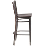 HERCULES Series Clear Coated Ladder Back Metal Restaurant Barstool - Cherry Wood Seat [XU-DG697BLAD-CLR-BAR-CHYW-GG] Pie's Variety Store