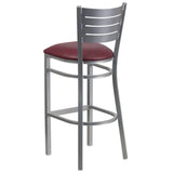 HERCULES Series Silver Slat Back Metal Restaurant Barstool - Black Vinyl Seat [XU-DG-60402-BAR-BLKV-GG] Pie's Variety Store
