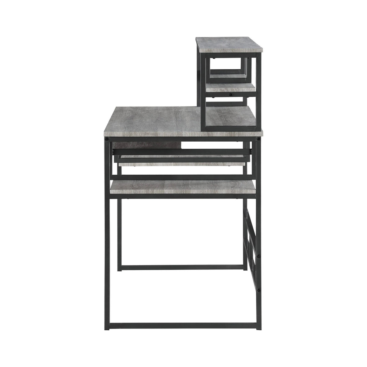 Mandy Computer Desk With Keyboard Tray Weathered Taupe And Gunmetal - 802488 coastmega