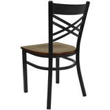 HERCULES Series Black ''X'' Back Metal Restaurant Chair - Cherry Wood Seat [XU-6FOBXBK-CHYW-GG] Pie's Variety Store