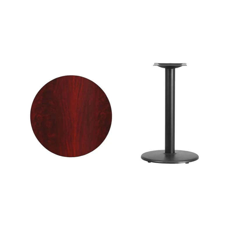 24'' Round Black Laminate Table Top with 18'' Round Table Height Base [XU-RD-24-BLKTB-TR18-GG] Fl Furniture