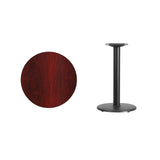 24'' Round Black Laminate Table Top with 18'' Round Table Height Base [XU-RD-24-BLKTB-TR18-GG] Fl Furniture