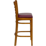 HERCULES Series Ladder Back Cherry Wood Restaurant Barstool - Black Vinyl Seat [XU-DGW0005BARLAD-CHY-BLKV-GG] Pie's Variety Store
