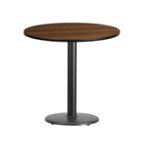 30'' Round Black Laminate Table Top with 18'' Round Table Height Base [XU-RD-30-BLKTB-TR18-GG] Fl Furniture