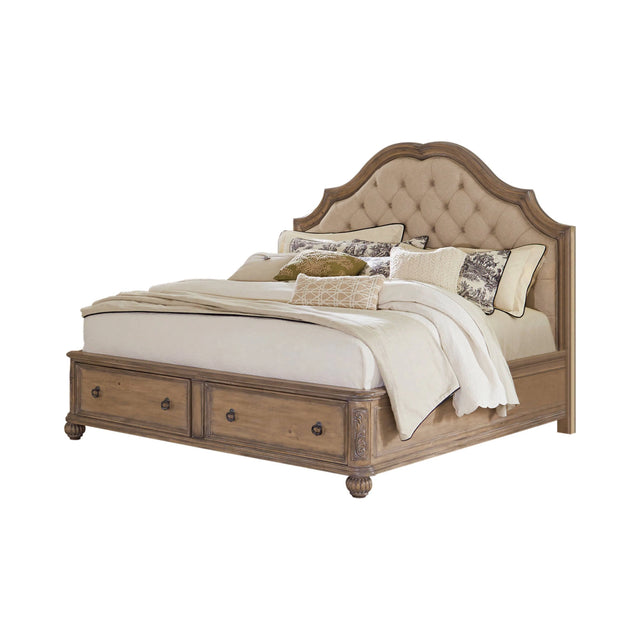 Ilana Eastern King Storage Bed Antique Linen - 205070KE Elegant AccScents