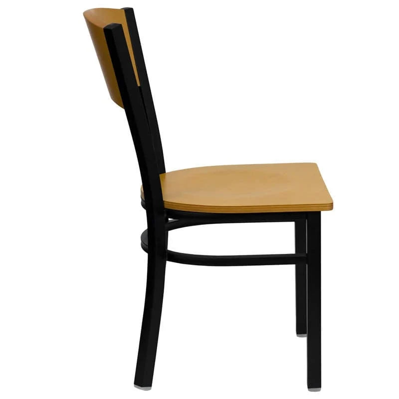 HERCULES Series Black Circle Back Metal Restaurant Chair - Natural Wood Back & Seat [XU-DG-6F2B-CIR-NATW-GG] Pie's Variety Store