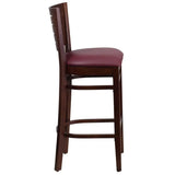 Darby Series Slat Back Walnut Wood Restaurant Barstool - Black Vinyl Seat [XU-DG-W0108BBAR-WAL-BLKV-GG] Pie's Variety Store