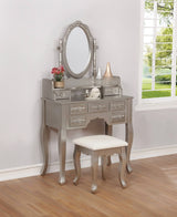 2-Piece Vanity Set Metallic Silver And White - 930137 coastmega