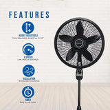 Lasko 18″ Remote Control Cyclone Pedestal Fan with Built-in Timer