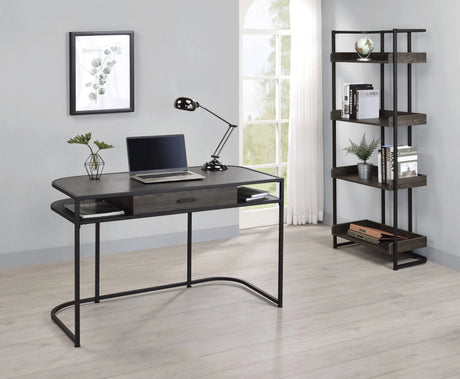 Ember 1-Drawer Writing Desk Dark Oak And Sandy Black - 803411 coastmega