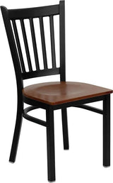 HERCULES Series Black Vertical Back Metal Restaurant Chair - Cherry Wood Seat [XU-DG-6Q2B-VRT-CHYW-GG] Pie's Variety Store