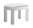 Rectangular Upholstered Vanity Stool White And Mirror - 919523 Pie's Variety Store