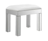 Rectangular Upholstered Vanity Stool White And Mirror - 919523 Pie's Variety Store