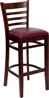 HERCULES Series Ladder Back Mahogany Wood Restaurant Barstool - Black Vinyl Seat [XU-DGW0005BARLAD-MAH-BLKV-GG] Pie's Variety Store
