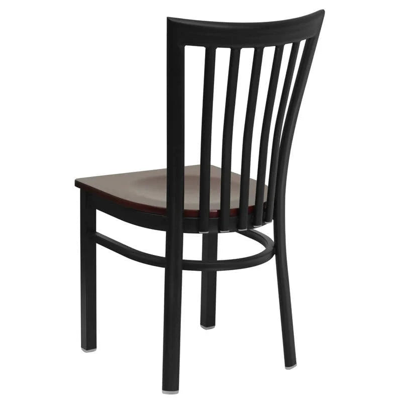 HERCULES Series Black School House Back Metal Restaurant Chair - Cherry Wood Seat [XU-DG6Q4BSCH-CHYW-GG] Pie's Variety Store