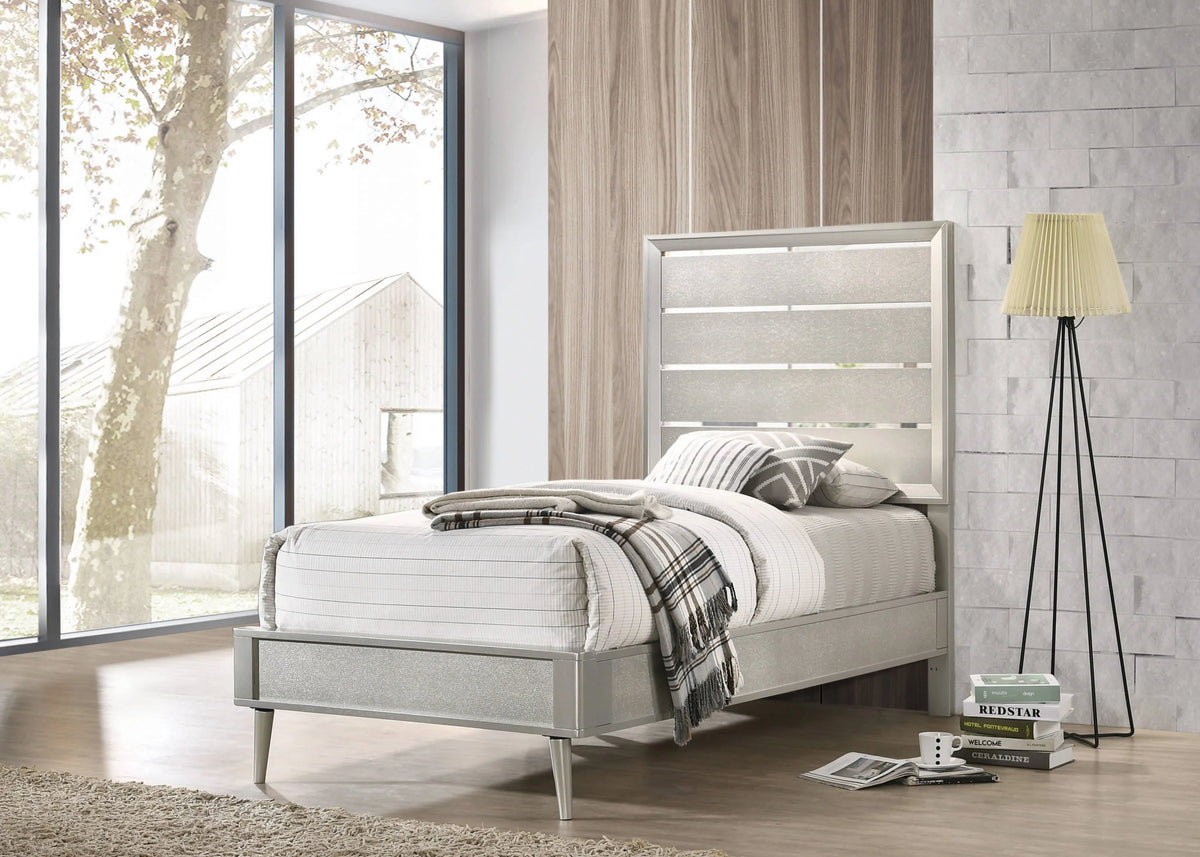 Ramon Twin Panel Bed Metallic Sterling - 222701T Pie's Variety Store
