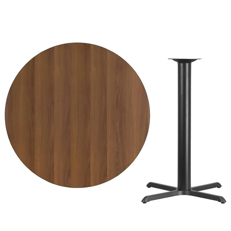 42'' Round Black Laminate Table Top with 33'' x 33'' Bar Height Table Base [XU-RD-42-BLKTB-T3333B-GG] Pie's Variety Store