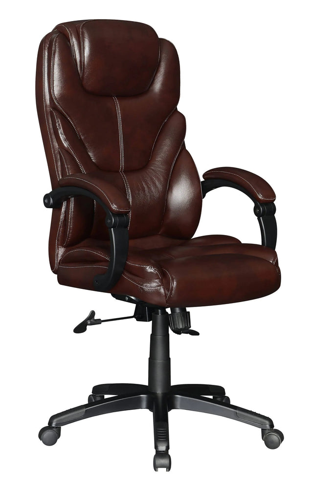 Upholstered Curved Arm Office Chair Brown And Black - 802258 Pie's Variety Store
