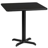 30'' Square Black Laminate Table Top with 22'' x 22'' Table Height Base [XU-BLKTB-3030-T2222-GG] Fl Furniture
