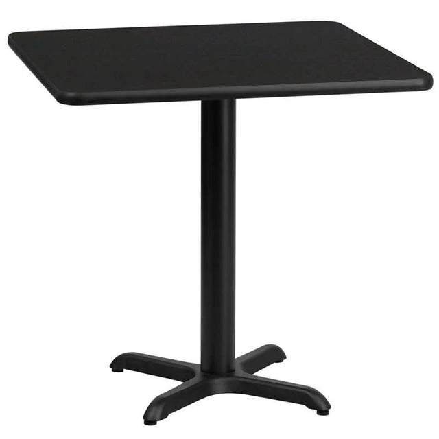 30'' Square Black Laminate Table Top with 22'' x 22'' Table Height Base [XU-BLKTB-3030-T2222-GG] Fl Furniture