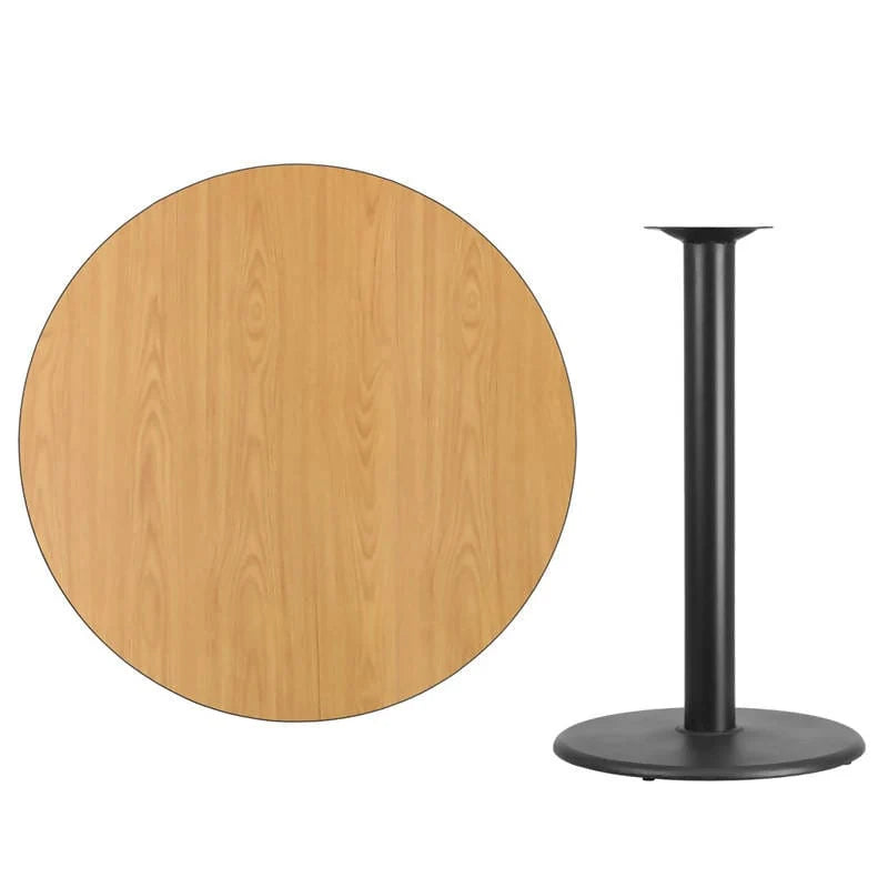 42'' Round Black Laminate Table Top with 24'' Round Bar Height Table Base [XU-RD-42-BLKTB-TR24B-GG] Pie's Variety Store