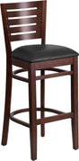 Darby Series Slat Back Walnut Wood Restaurant Barstool - Black Vinyl Seat [XU-DG-W0108BBAR-WAL-BLKV-GG] Pie's Variety Store