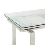 Wexford Glass Top Dining Table With Extension Leaves Chrome 106281 ebuystt
