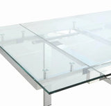 Wexford Glass Top Dining Table With Extension Leaves Chrome 106281 ebuystt