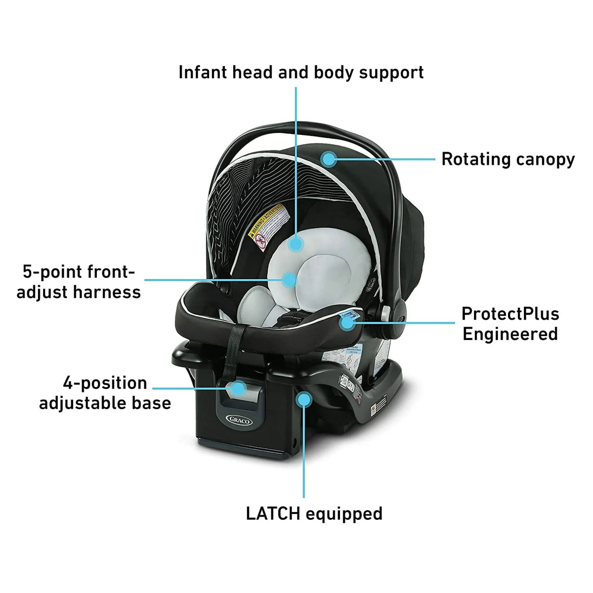 Graco Infant Car Seat Snugride 35 Lite Lx Studio: 4-position adjustable base with level indicator ensures precise installation - 2110186 ebuystt
