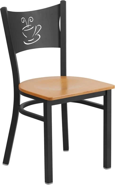 HERCULES Series Black Coffee Back Metal Restaurant Chair - Cherry Wood Seat [XU-DG-60099-COF-CHYW-GG] Pie's Variety Store