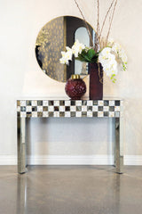 Checker Pattern Rectangular Console Table Silver - 952859 Pie's Variety Store