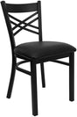 HERCULES Series Black ''X'' Back Metal Restaurant Chair - Black Vinyl Seat [XU-6FOBXBK-BLKV-GG] Pie's Variety Store