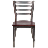 HERCULES Series Clear Coated Ladder Back Metal Restaurant Chair - Cherry Wood Seat [XU-DG694BLAD-CLR-CHYW-GG] Pie's Variety Store