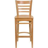 HERCULES Series Ladder Back Natural Wood Restaurant Barstool [XU-DGW0005BARLAD-NAT-GG] Pie's Variety Store