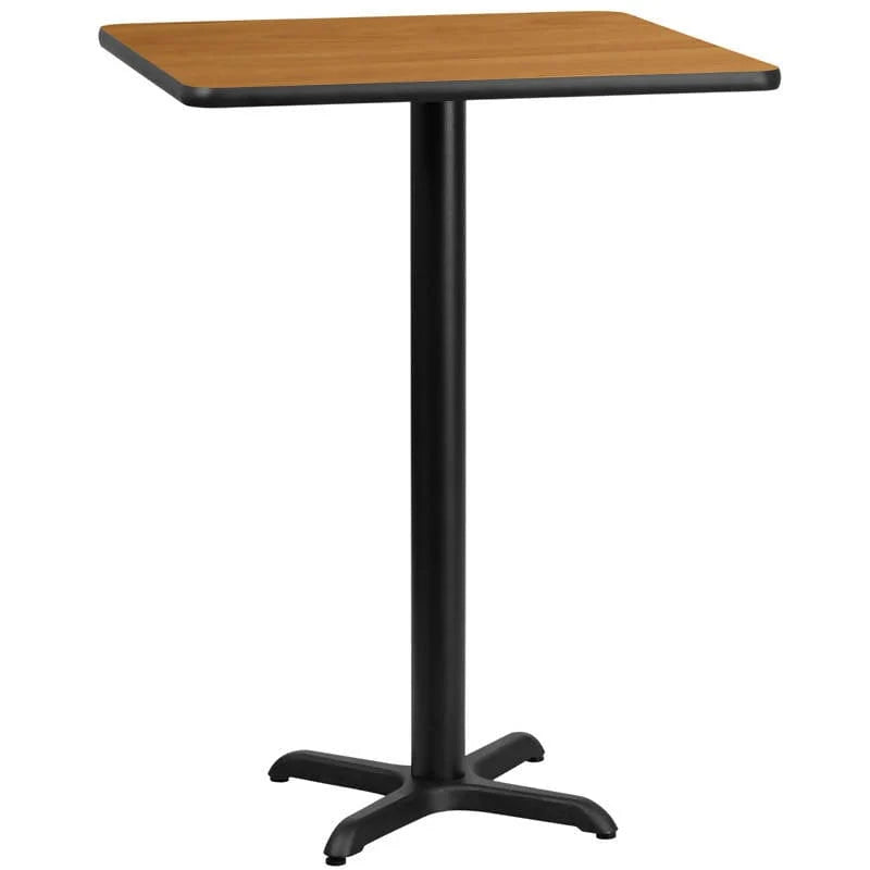 24'' Square Natural Laminate Table Top with 22'' x 22'' Bar Height Table Base [XU-NATTB-2424-T2222B-GG] Fl Furniture