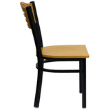 HERCULES Series Black Slat Back Metal Restaurant Chair - Natural Wood Back & Seat [XU-DG-6G7B-SLAT-NATW-GG] Pie's Variety Store