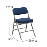 2 Pk. HERCULES Series Premium Curved Triple Braced & Double Hinged Navy Fabric Metal Folding Chair [2-HA-MC320AF-NVY-GG] Fl Furniture