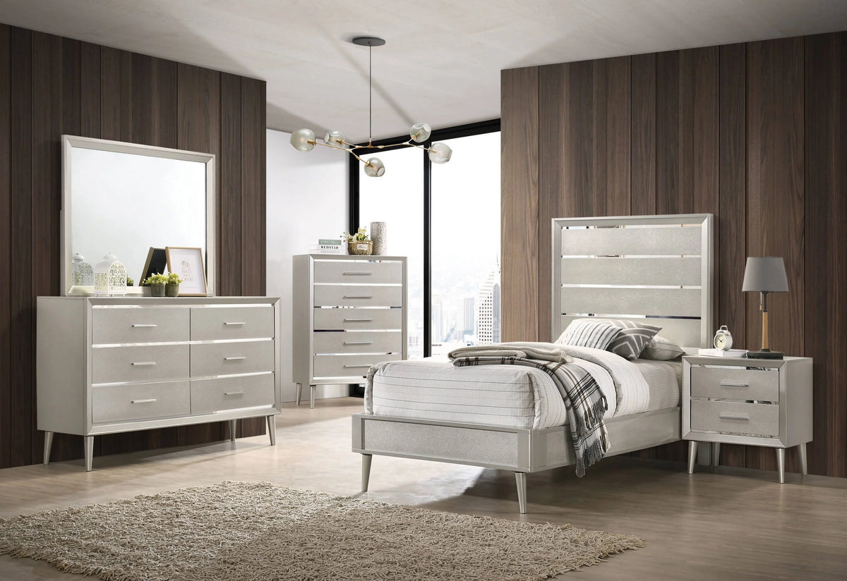 Ramon Twin Panel Bed Metallic Sterling - 222701T Pie's Variety Store