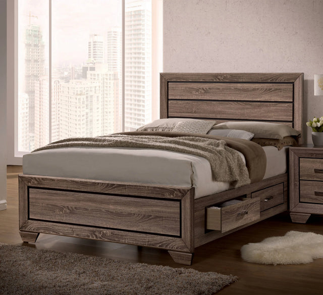 Kauffman Eastern King Storage Bed Washed Taupe - 204190KE Pie's Variety Store