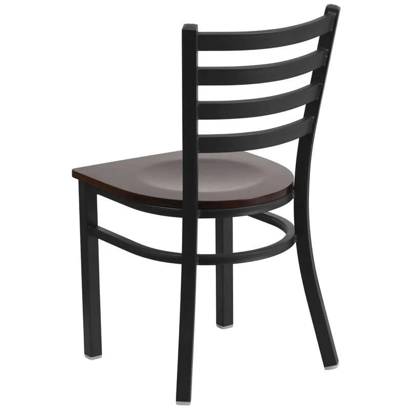 HERCULES Series Black Ladder Back Metal Restaurant Chair - Cherry Wood Seat [XU-DG694BLAD-CHYW-GG] Pie's Variety Store