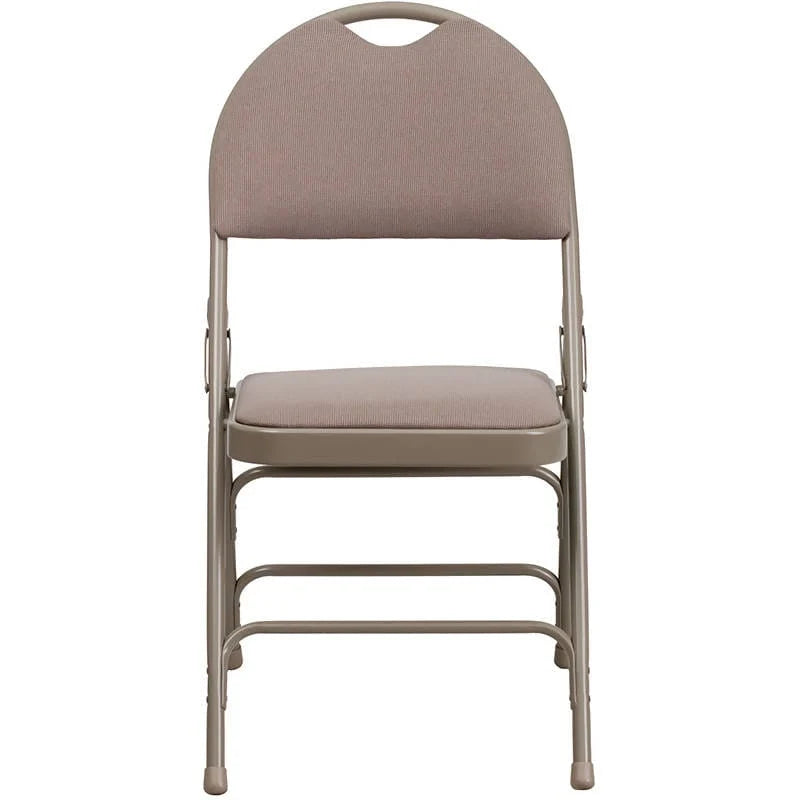 2 Pk. HERCULES Series Ultra-Premium Triple Braced Beige Fabric Metal Folding Chair with Easy-Carry Handle [2-HA-MC705AF-3-BGE-GG] Fl Furniture