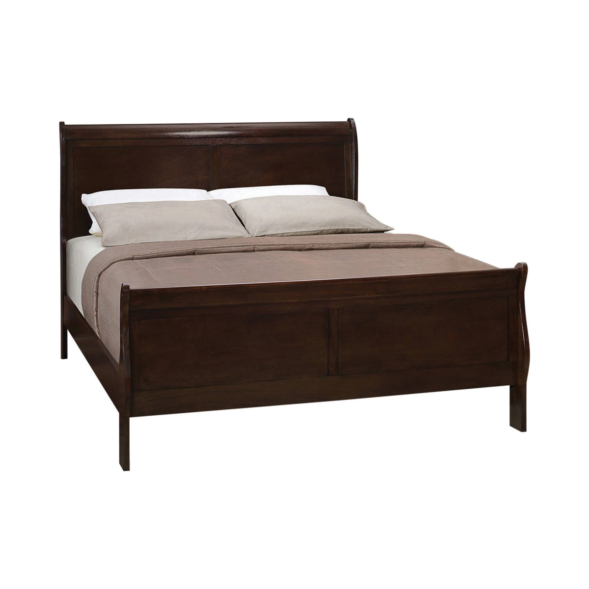 Louis Philippe Eastern King Panel Sleigh Bed Cappuccino - 202411KE Pie's Variety Store