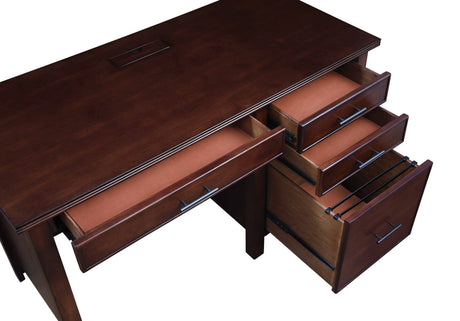 Daryll 4-Drawer Office Desk With Outlet Red Brown - 801199 coastmega