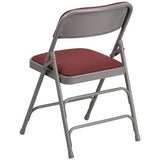 HERCULES Series Curved Triple Braced & Double Hinged Burgundy Patterned Fabric Metal Folding Chair Set of 2 [AW-MC309AF-BG-GG] Pie's Variety Store